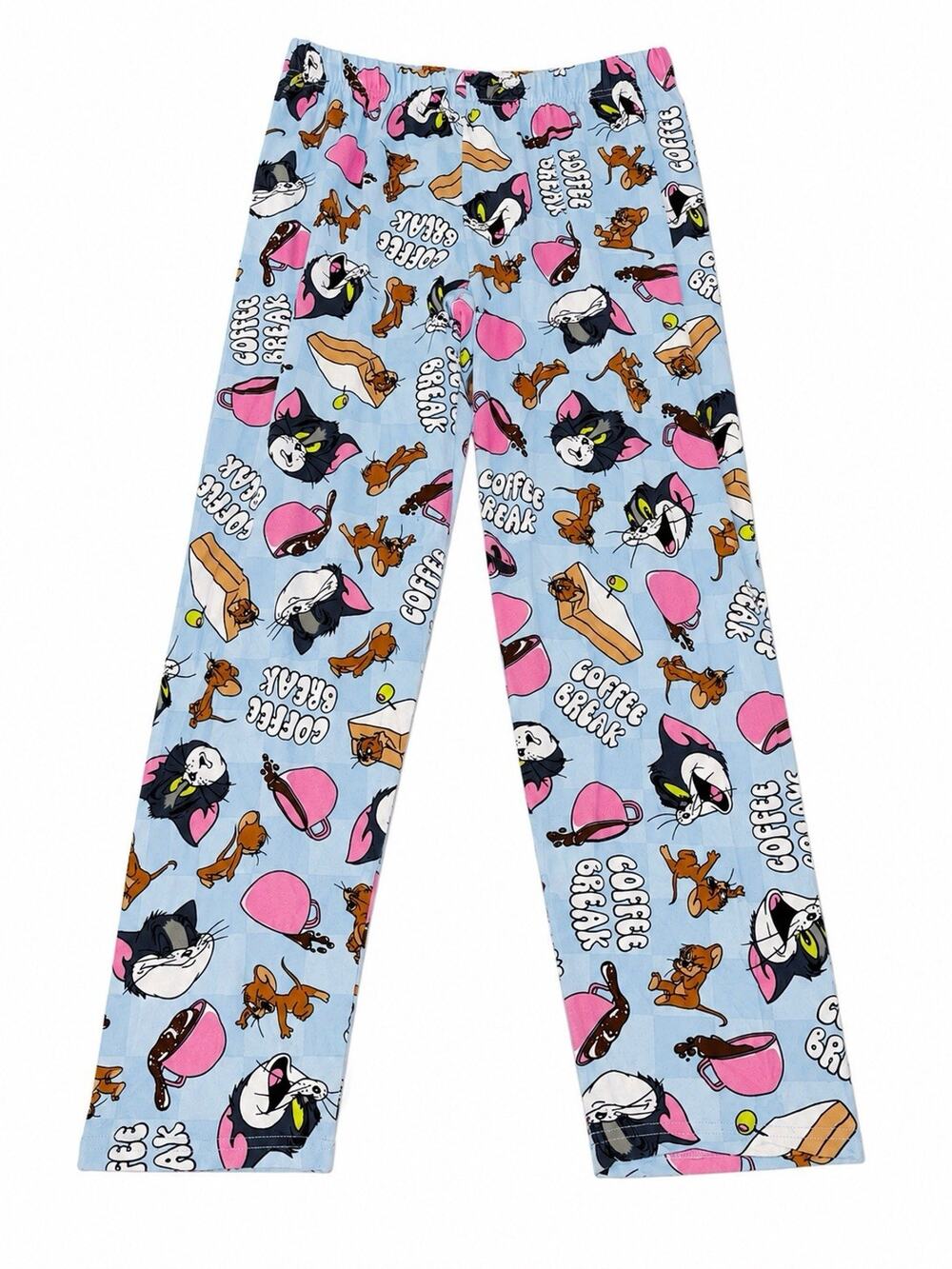 Tom & Jerry Women’s Small Pajama Pants Coffee Break Blue Lounge Sleep Pants